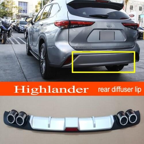 Highlander 19-22 ABS Plastic Silver / Black Car Rear Bumper Rear Diffuser Spoiler Lip for TOYOTA Highlander 2019-2022 Hatchback