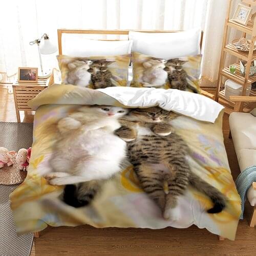 Cat Bedding Set Animals Duvet Cover Sets Comforter Bed Linen Twin Queen King Single Size Dropshipping