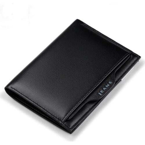 Ultra thin leather wallet mens short fashion multi function large capacity buckle clip detachable drivers license leather case