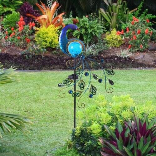 Solar Peacock Lamp With Iron Art Solar Hollow Peacock Lawn Luz Solar Led Para Exterior