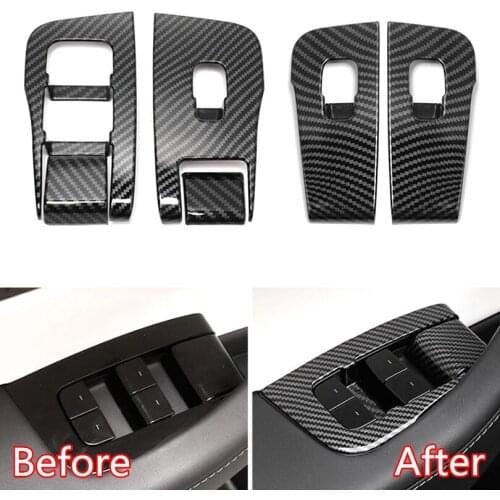 For Tesla Model 3 Left Hand Drive Car Door Armrest Window Lift Switch Cover Frame Stickers Car Accessories