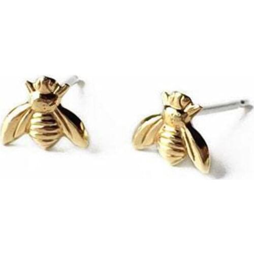 Hot Sale 1 Pair Cute Tiny Bee Earring Jewelry Gold Color Honey Bee Earrings Stud Unique Earrings Jewelry Women Gift