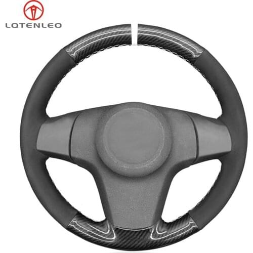 LQTENLEO Carbon Fiber Black Suede Car Steering Wheel Cover For Chevrolet Niva 2009-2017 Opel Corsa (D) Vauxhall Corsa 2006-2015
