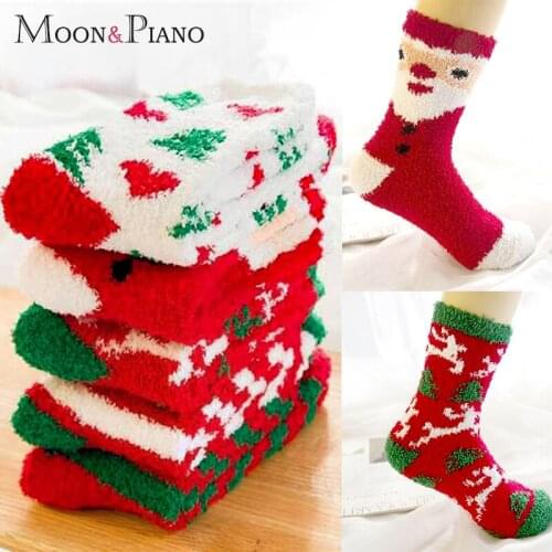 Fashion Winter Socks Coral Velvet Warms Cute Funny Cartoon Elk Old Adult Personality for Woman Girl Christmas Gifts Sweet Sock