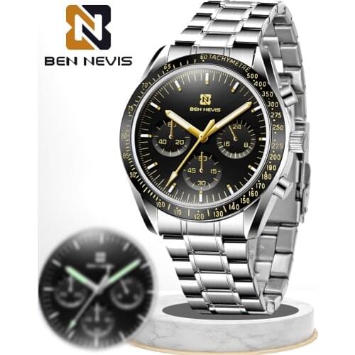 Mens Quartz Watch 2021 New BENNEVIS Luxury Brand Watch Business Mens Fashion Stainless Steel Waterproof Luminous Wristwatches