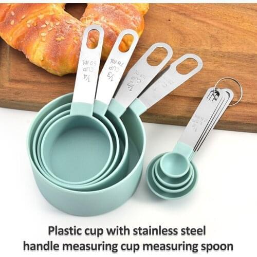 Baking Measuring Spoons and Cups Set Teaspoon Stainless Steel Handle Scale Measure Spoon for Sweets Powder Kitchen Cake Tools