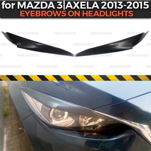 Eyebrows on headlights case for Mazda 3 / Axela 2013-2015 ABS plastic cilia eyelash molding decoration car styling tuning