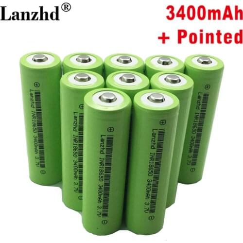 New 18650 3.7v 3400mah Lithium Rechargeable Battery INR18650 with Pointed For flashlight batteries 18650 li ion 3.7v (1-10pcs)