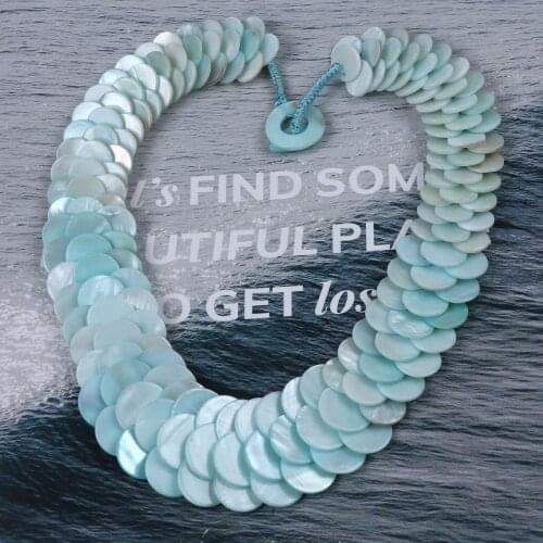 Wholesale shell pearl flat necklace beautiful fashion shell pearl statement necklace