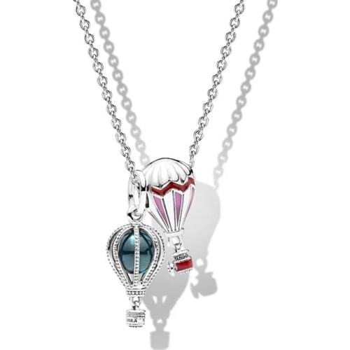 Original Silver Plated Chain Choker Necklaces Luxury Crystal CZ Ferris Wheel Pendant Necklaces Women Party Jewelry Gift 2021 New