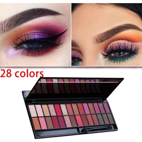 28 Colors Eyeshadow Palette With Brush Matte Pigment Eye Shadow Makeup Powder Holographic Shiny Glitter Make Up Cosmetic TSLM1