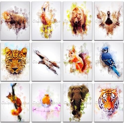 5D Full Square Diamond painting embroidery Cross stitch bear leopard tiger fox elephant 3D DIY Round Drill Drawing mosaic L138