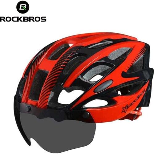 ROCKBROS Bicycle EPS Helmet With Lenses Integrally-molded 28 air vents Cycling Bike Equipment Helmet Casco Ciclismo Free Size