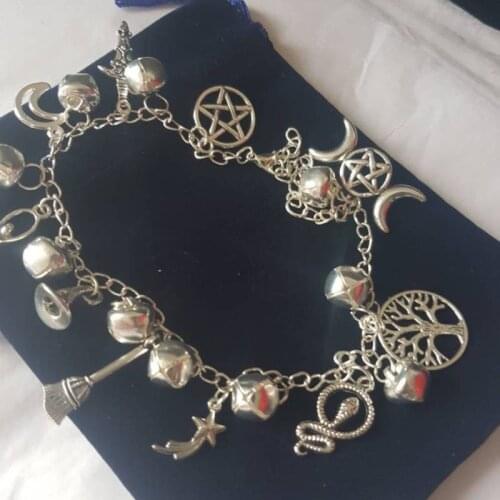 Silver Witches Anklet with Bells on to cleanse the path you walk