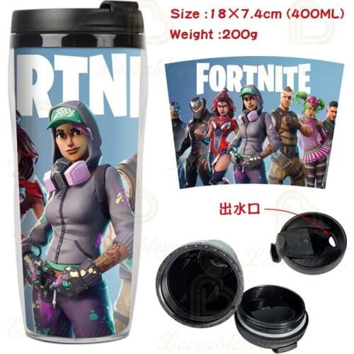 400ML Fortnite Student Drinking Cup Cartoon Creative Water Cup Double Insulated Plastic Cup Kid Birthday Toys Gift