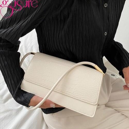 Gusure Women Retro Handbag PU Leather Shoulder Totes Underarm Vintage Top Handle Bag Female Small Subaxillary Bags Clutch Purse