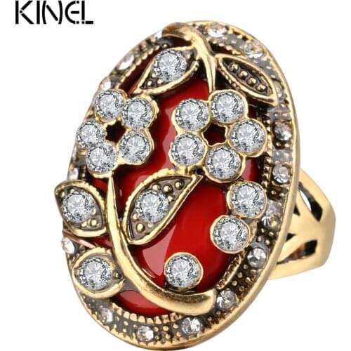 2015 New Design Vintage Indian Jewelry Tibetan Alloy AAA Resin Stone Golden Black Palace Bohemian Ring For Women