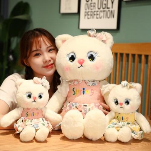 1pc 35/50/65CM Kawaii Plushie Cat Toys Cute Cat Wear Skirt Dolls Soft Stuffed Animal Pillow for Girlfriend Baby Present