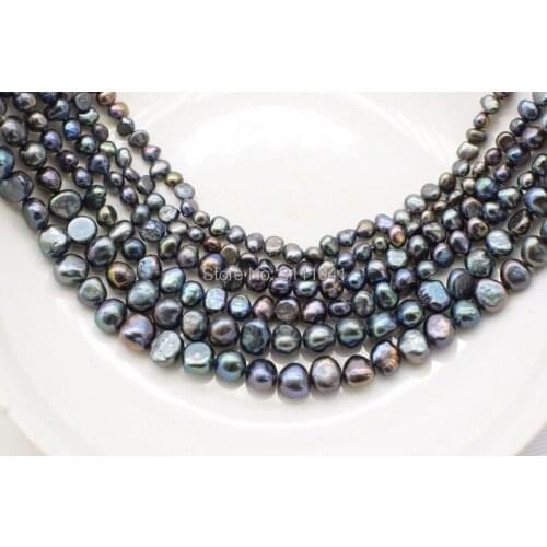 10strands loose beads freshwater pearl black baroque 5-9mm 14" for DIY jewelry making FPPJ wholesale beads nature