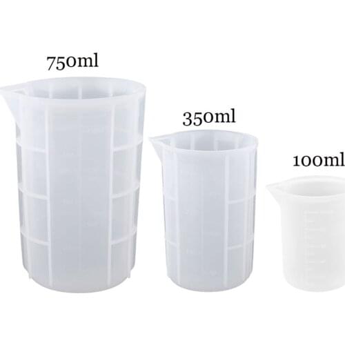 2Pcs Silicone 100ML-750ML Measuring Cup For Jewelry Crystal Scale Resin Glue Molds DIY Handmade Craft Making Tools Mixing Cups