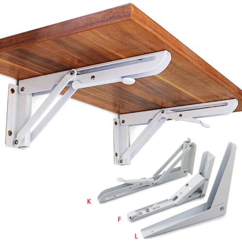 2 Pack 8-20Inch White Triangle Folding Angle Bracket Adjustable Wall Mounted Durable Bearing Shelf Bracket DIY Home Table Bench