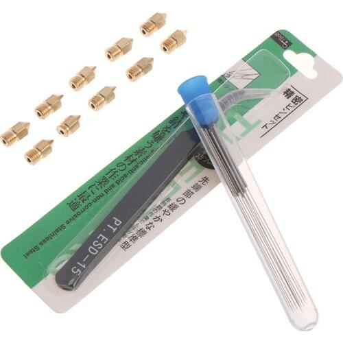 21Pcs 3D Printer Mk8 Nozzle Cleaning Kit 0.4mm Mk8 Needles Tweezers Tool