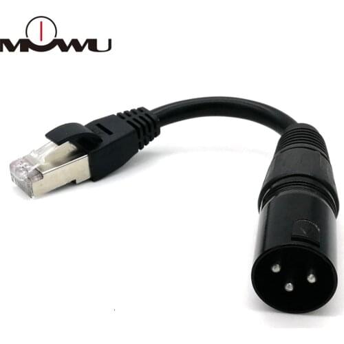 5pcs/lot XLR3 to RJ45 Adapter Extension Network Cable Canon Head Male to Male for Capacitor Black 15cm