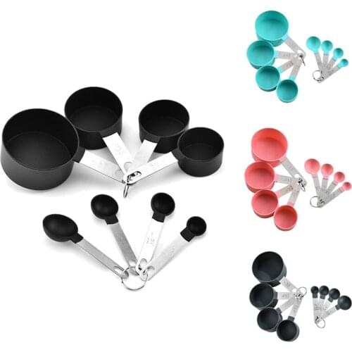 8Pcs/Set Purpose Measuring Spoons and Cup Set Stainless Steel Measuring Tool Baking Accessories Handle Measurer Kitchen Scales