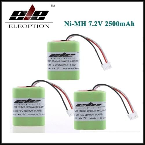 3pcs 7.2Volt New Eleoption 2.5Ah 2500mAh Ni-MH 7.2V Rechargeable Battery for iRobot Roomba Braava 380 380T High Quality