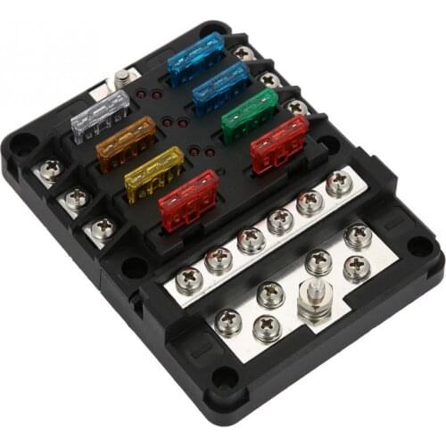 Car Boat Fuse DC32V 100A Blade Fuse Box Holder/ 12P Negative Bus Bar Screw Terminals With Blade Fuse