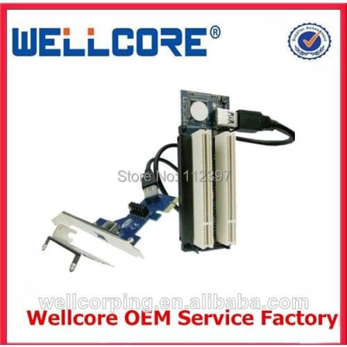 Free Shipping PCI-express x1 PCIe TO 2 PCI Adapter Router Dual PCI slot Riser Card