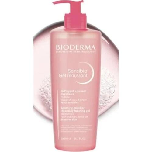 Bioderma Sensibio Foaming Gel 500 ml. Make-up remover gel. Removes make-up. Skin soothing. Pharmacy skin care product. Opens po