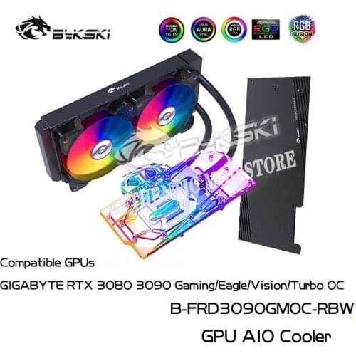 Bykski GPU AIO Water Cooling Block For GIGABYTE RTX 3080 3090 Gaming/Eagle/Vision/Turbo OC Card,All In one VGA Liquid Cooler Kit