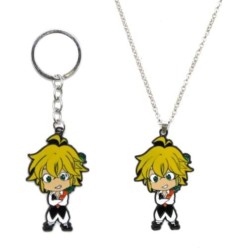 The Seven Deadly Sins Keychain Cartoon Anime Nanatsu no Taizai Meliodas Figure Charm Keyring Metal Enamel Key Chain Cute Trinket