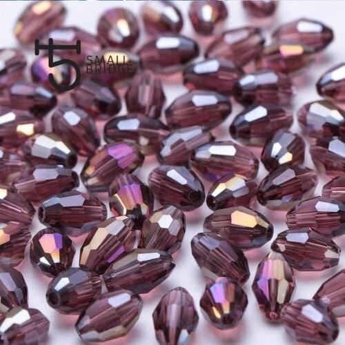 4*6mm Austria Faceted Purple Crystal Rice Beads Women Diy Accessories for Necklace Bracelet Loose Faceted Glass Beads Y106