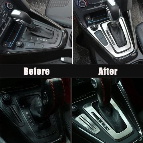 Cotochsun Car styling Stainless Steel Automatic Gearbox Cover Decorative Frame Sticker For Ford Focus 3 Mk3 2015-2018