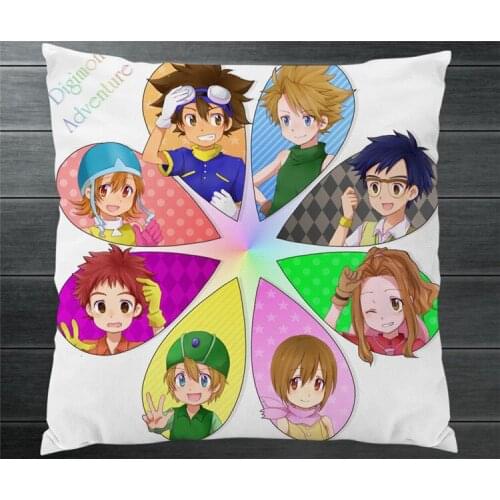 Digimon Adventure Classic Digital Monster Two Side 40x40cm Pillowcase Pillow Case Cover Cosplay Manga Gift BED/SOFA/CAR Decor P3