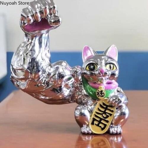 Vigorously Muscle Lucky Cat Decoration Golden Animal Decoration Creative Craft Ornaments/Living Room Home Decoration Accessories