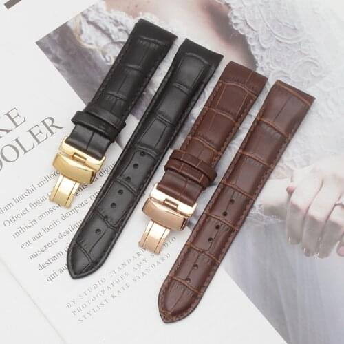 Leather Watch Wristband Stainless Steel Folding Clasp Substitute Tissot Stock T035407A T035207A T035 1853 Wrist Chain