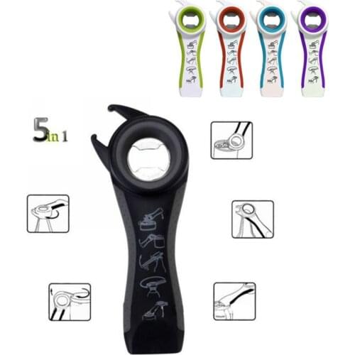 5 in 1 Creative Multifunction Stainless Steel Can Opener Beer Bottle Opener Super Good Jar Opener Kitchen Tool