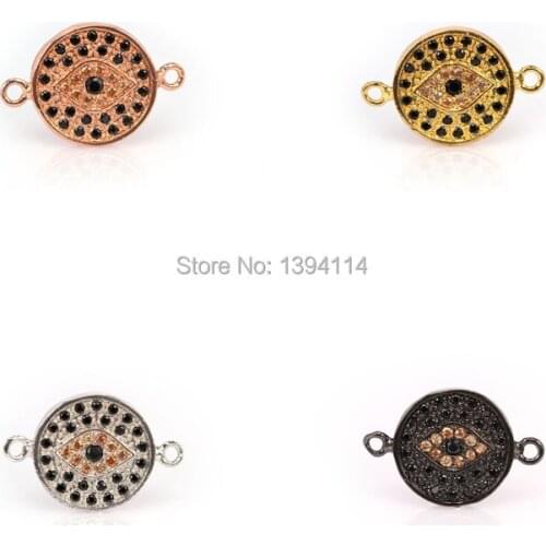 20*14*2mm Micro Pave Black CZ Round Of Eye Relief Connectors For Bracelet Necklace Jewelry Making