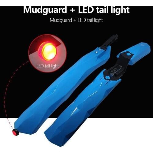 New Bicycle Fender With LED Tail Light Mountain Bike Mudguard Ultralight Plastics Wings For Bicycle Cycling Accessories 2021