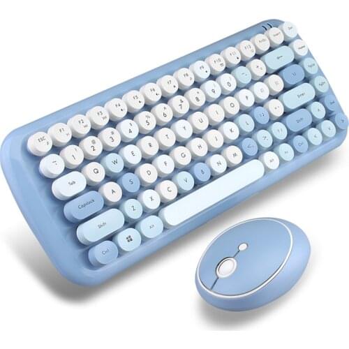 KuWFi Wireless Keyboard and Mouse Set Mouse and Number Pad Round Punk Mini Wireless Keyboard for PC/Laptop