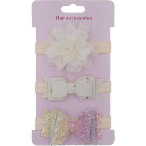 2019 3pcs/set Hot selling baby girls headband flowers Bowknot children cute hairband Set Card hair Accessories headwear