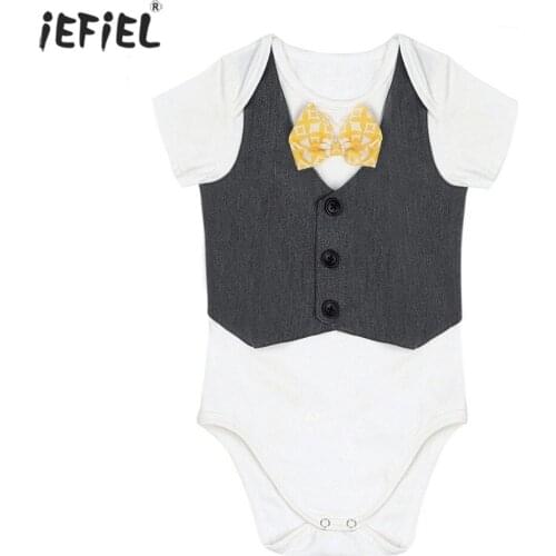 Cute Baby Boys Romper Set Cotton Toddler Kids Formal Birthday Party Wedding Clothing Summer Gentleman Baby Boy Rompers