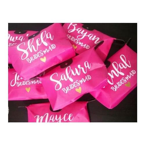 Set of 5 Bridesmaid Makeup Gift Make Up comestic Lingerie Bags Bridesmaid, Maid of Honour Unique Gift for Bridal Party gifts