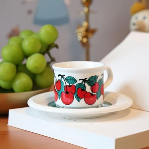 Kubek Travel кружка термокружка Canecas Thermal Mug Vintage Cherry Vanilla Coffee Tea Cup And Saucer With Ceramic Afternoon Cups