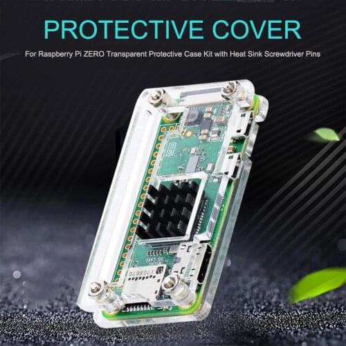 MasakaX For Raspberry Pi ZERO Transparent Protective Case Kit With Heat Sink Screwdriver Pins