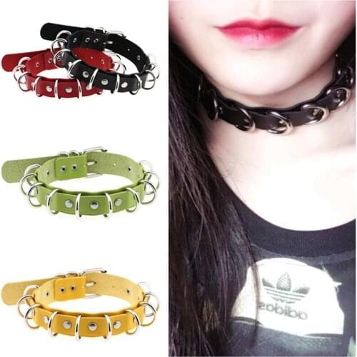 Dark Girl Super Cool Multi-ring Collar Necklace Women Jewelry Tide Double-layer Leather Metal Neckband Male Clavicle Neck Chain