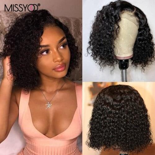 Deep Wave Short Bob Wigs For Black Women Peruvian 4x4 Bob Closure Wigs Deep Curly Lace Front Human Hair Wigs Baby Hair